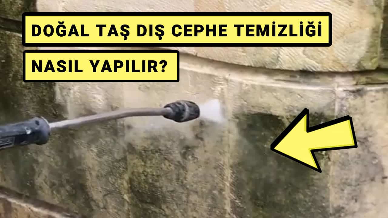 DOĞAL TAŞ TEMİZLEME YAPILIRKEN TAZYİKLİ SU